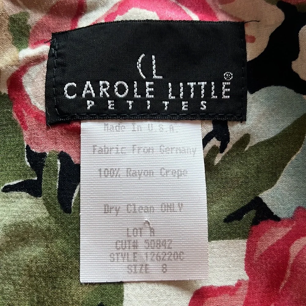 Carole Little Crop Blouse Black Floral Roses Embellished  Long Sleeves  … - Picture 3 of 12